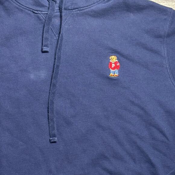 Polo Ralph Lauren Blue Preppy Teddy Bear Hoodie Pullover Sweatshirt size Large - Picture 8 of 8